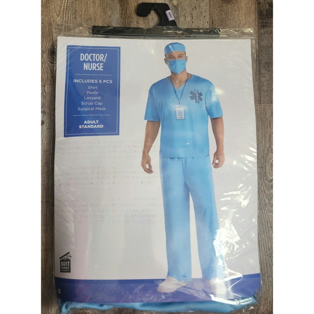 Suit Yourself Doctor Nurse Costume Mens Standard Blue 5pc Scrub Set 814